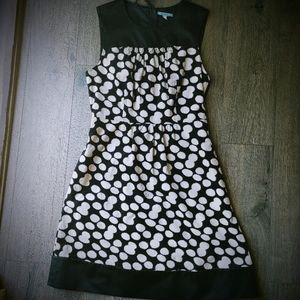 Anthropologie Leifnotes Daisy Black and Ivory Corduroy Dress Size 6 Fit + Flare